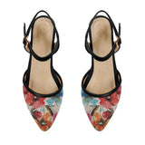 Black Closed Strap Sandal Watercolor Flowers - CANVAEGYPT