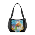 Black Leather Tote Bag Abstract