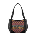 Black Leather Tote Bag African Triangles
