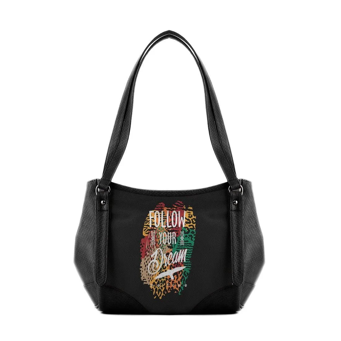 Black Leather Tote Bag Be Free - CANVAEGYPT