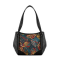 Black Leather Tote Bag Big Leafs
