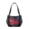 Black Leather Tote Bag Deer Moon
