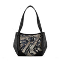 Black Leather Tote Bag Golden Brushes