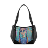 Black Leather Tote Bag Lilac Locks - CANVAEGYPT