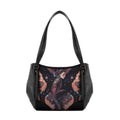 Black Leather Tote Bag Lotus Head