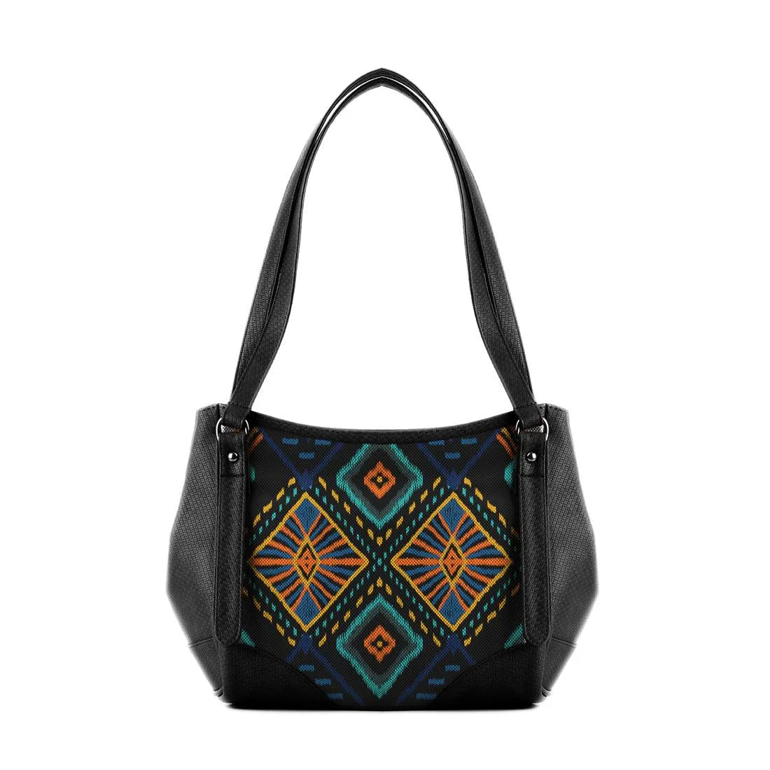 Black Leather Tote Bag Pixal Art - CANVAEGYPT