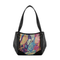Black Leather Tote Bag Sea Herbs