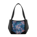 Black Leather Tote Bag Sea Leaf
