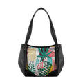 Black Leather Tote Bag Summer Abstract