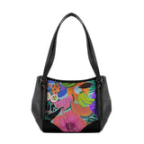 Black Leather Tote Bag Summer Pattern - CANVAEGYPT