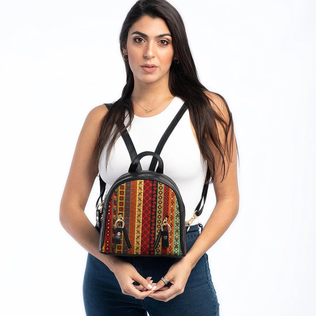 Black Mini Backpack African layout - CANVAEGYPT