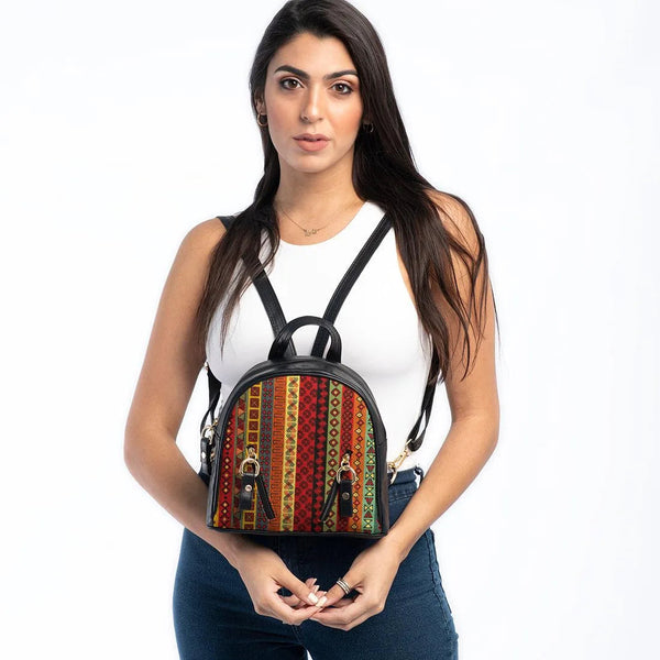 Black Mini Backpack African layout - CANVAEGYPT