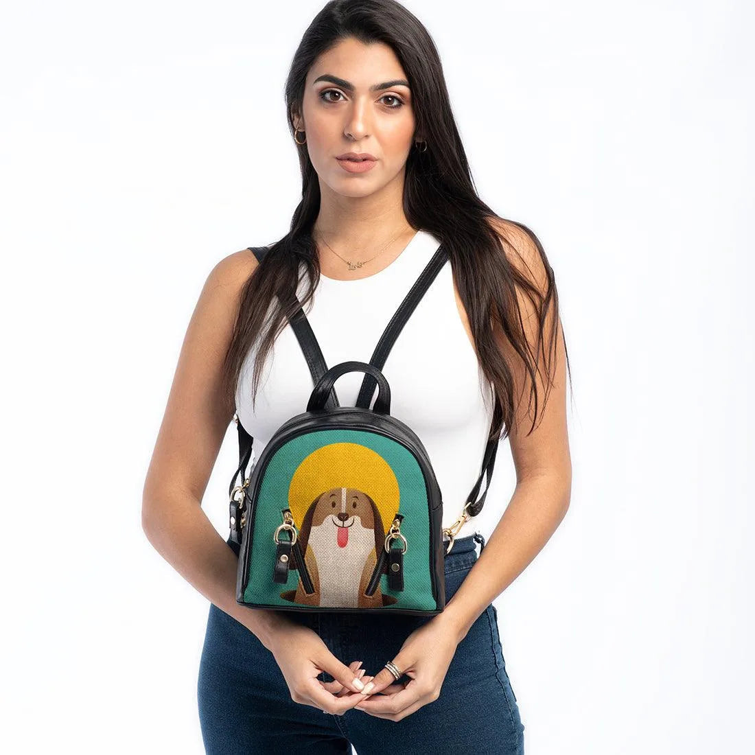Black Mini Backpack Cute Dog - CANVAEGYPT