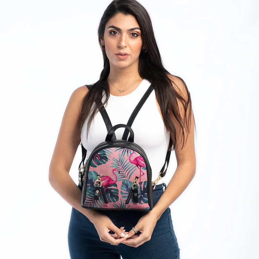 Black Mini Backpack Flamingo - CANVAEGYPT