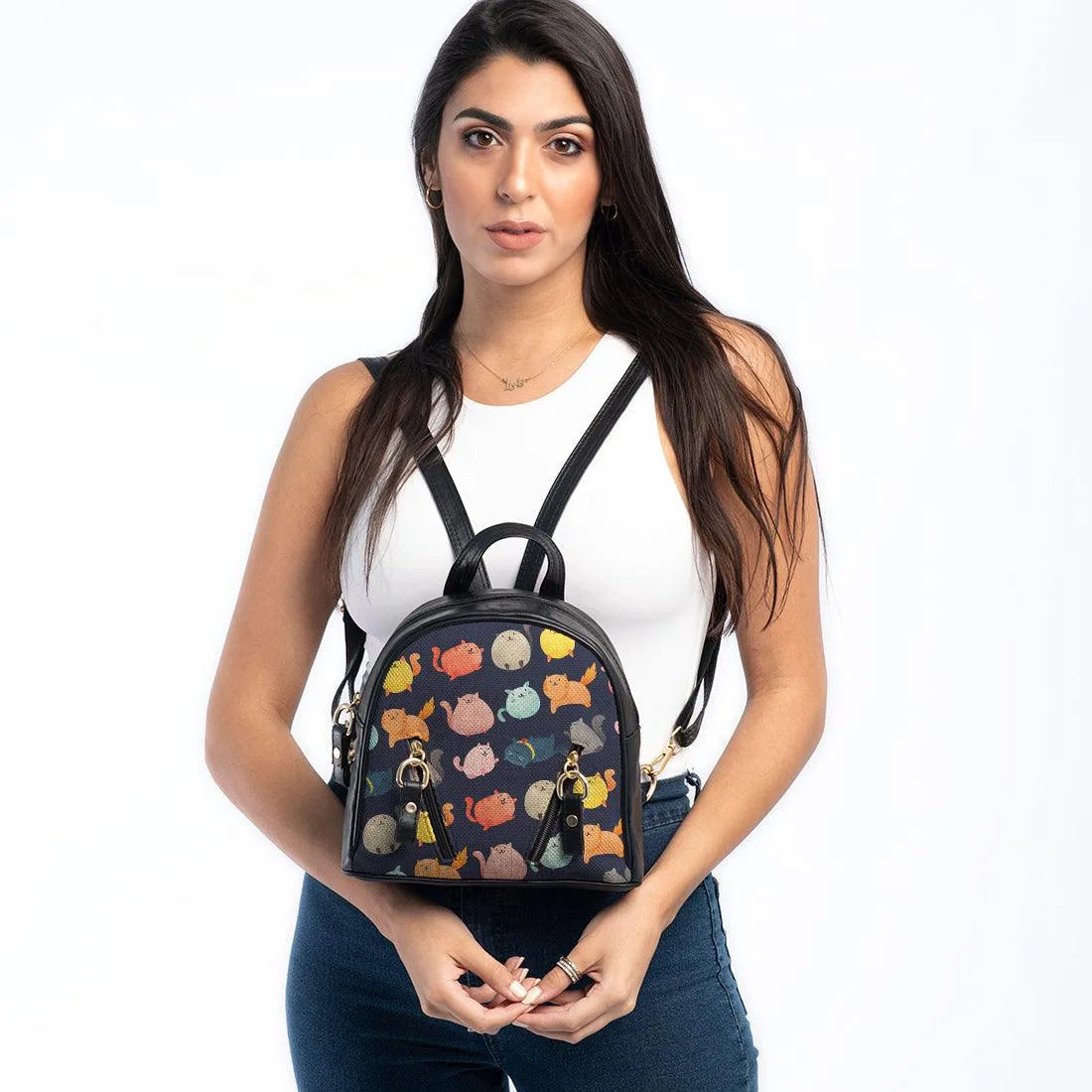 Black Mini Backpack Funny Pets - CANVAEGYPT