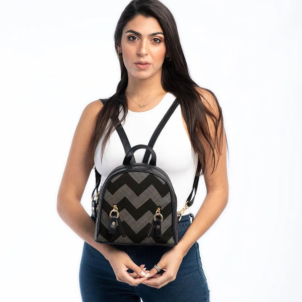 Black Mini Backpack Grey Arrows - CANVAEGYPT