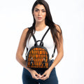 Black Mini Backpack Orange Pattern