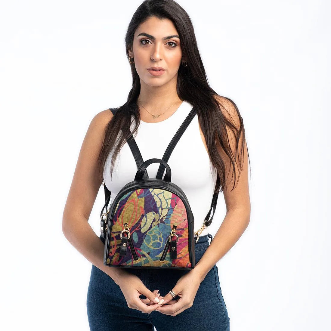 Black Mini Backpack Sea Herbs - CANVAEGYPT