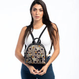 Black Mini Backpack Triangles Pattern - CANVAEGYPT