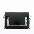 Black Mini Embossed Chain Bag Floral
