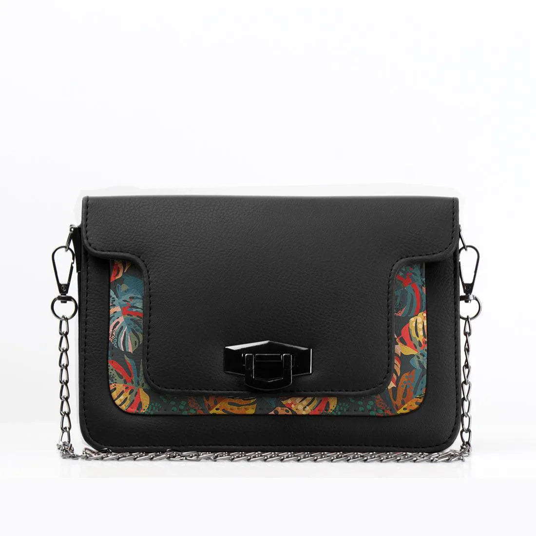 Black Mini Embossed Chain Bag Palm - CANVAEGYPT