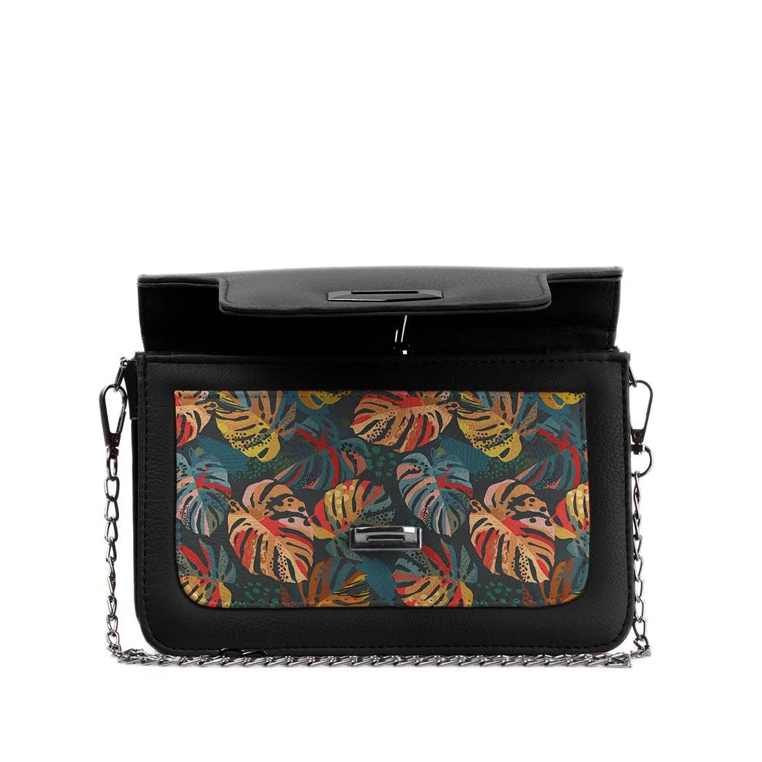 Black Mini Embossed Chain Bag Palm - CANVAEGYPT