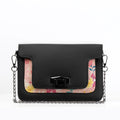 Black Mini Embossed Chain Bag Rose Floral