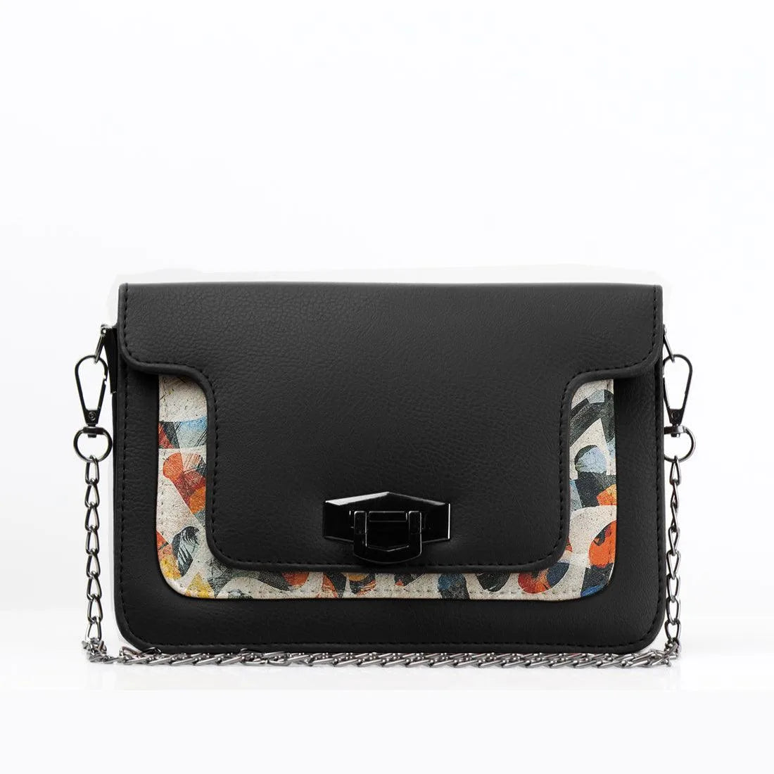 Black Mini Embossed Chain Bag Sand Brushes - CANVAEGYPT