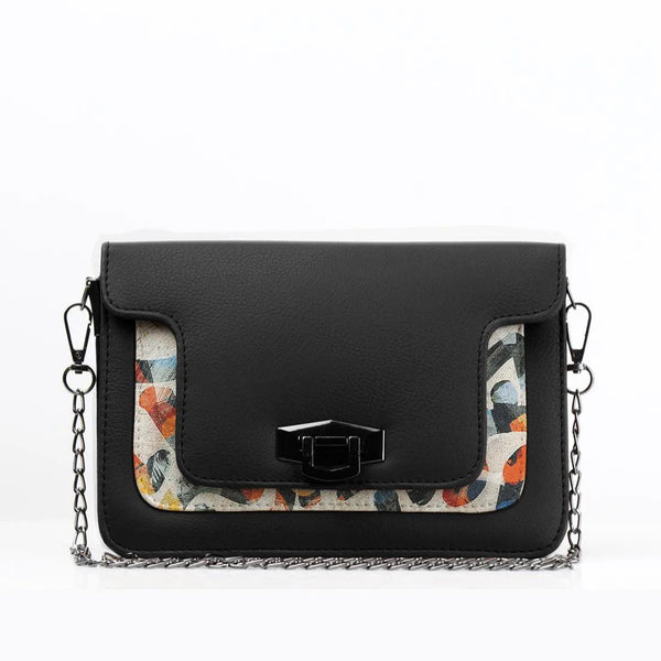 Black Mini Embossed Chain Bag Sand Brushes - CANVAEGYPT