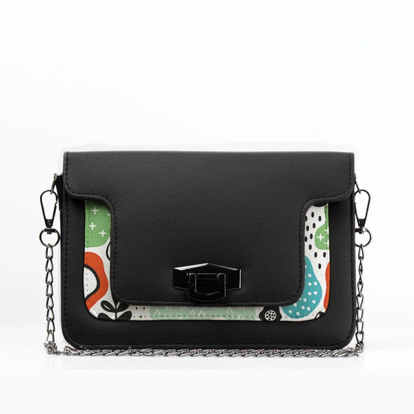 Black Mini Embossed Chain Bag Shapes - CANVAEGYPT