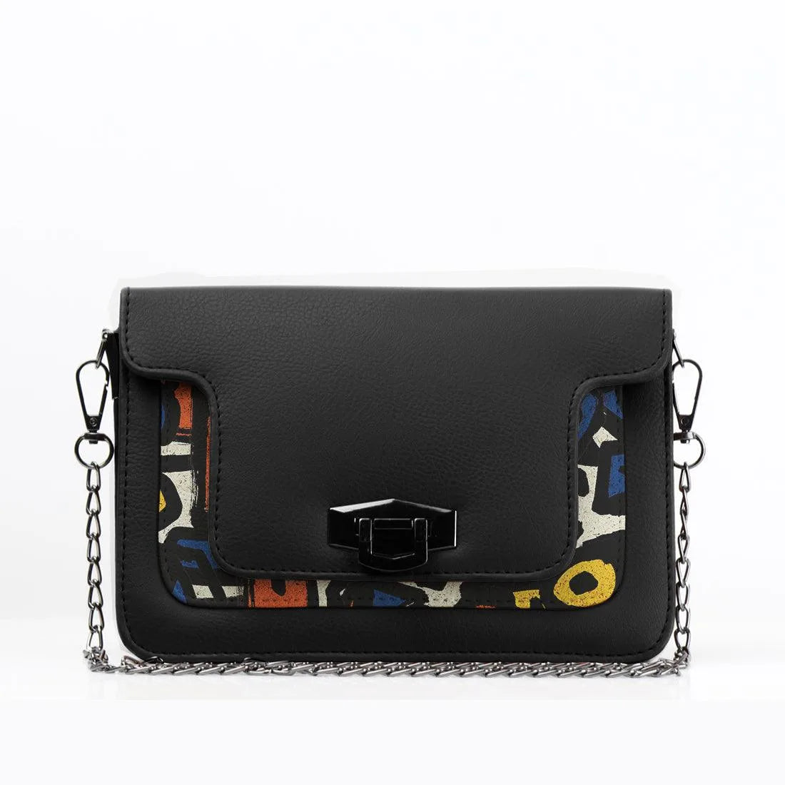 Black Mini Embossed Chain Bag Stroke - CANVAEGYPT