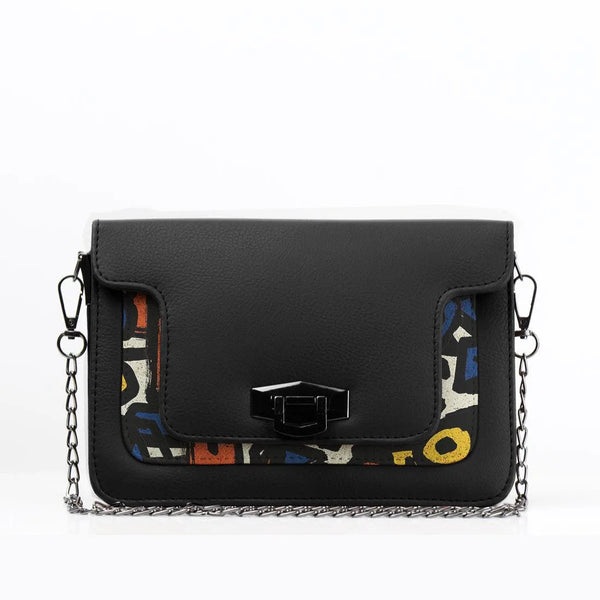 Black Mini Embossed Chain Bag Stroke - CANVAEGYPT