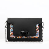 Black Mini Embossed Chain Bag Triangles - CANVAEGYPT