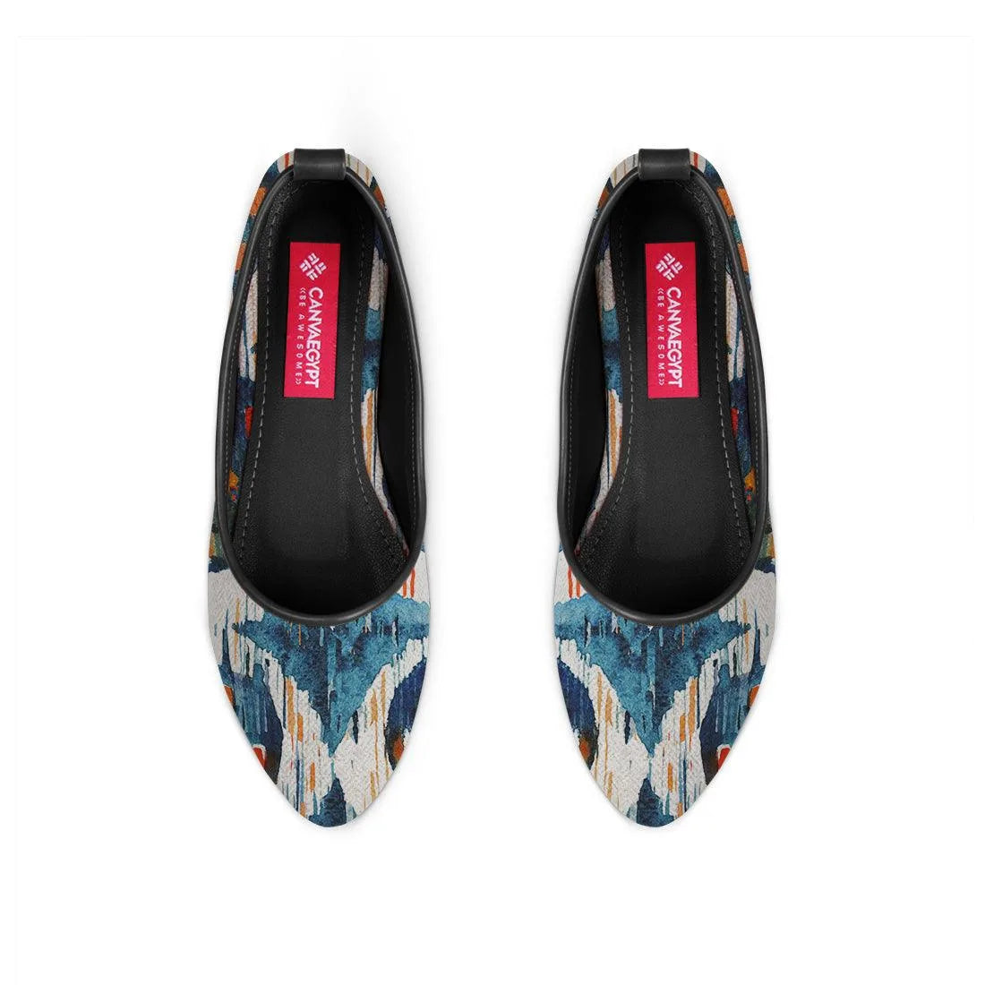 Black Round Toe Shoe Blue circle - CANVAEGYPT