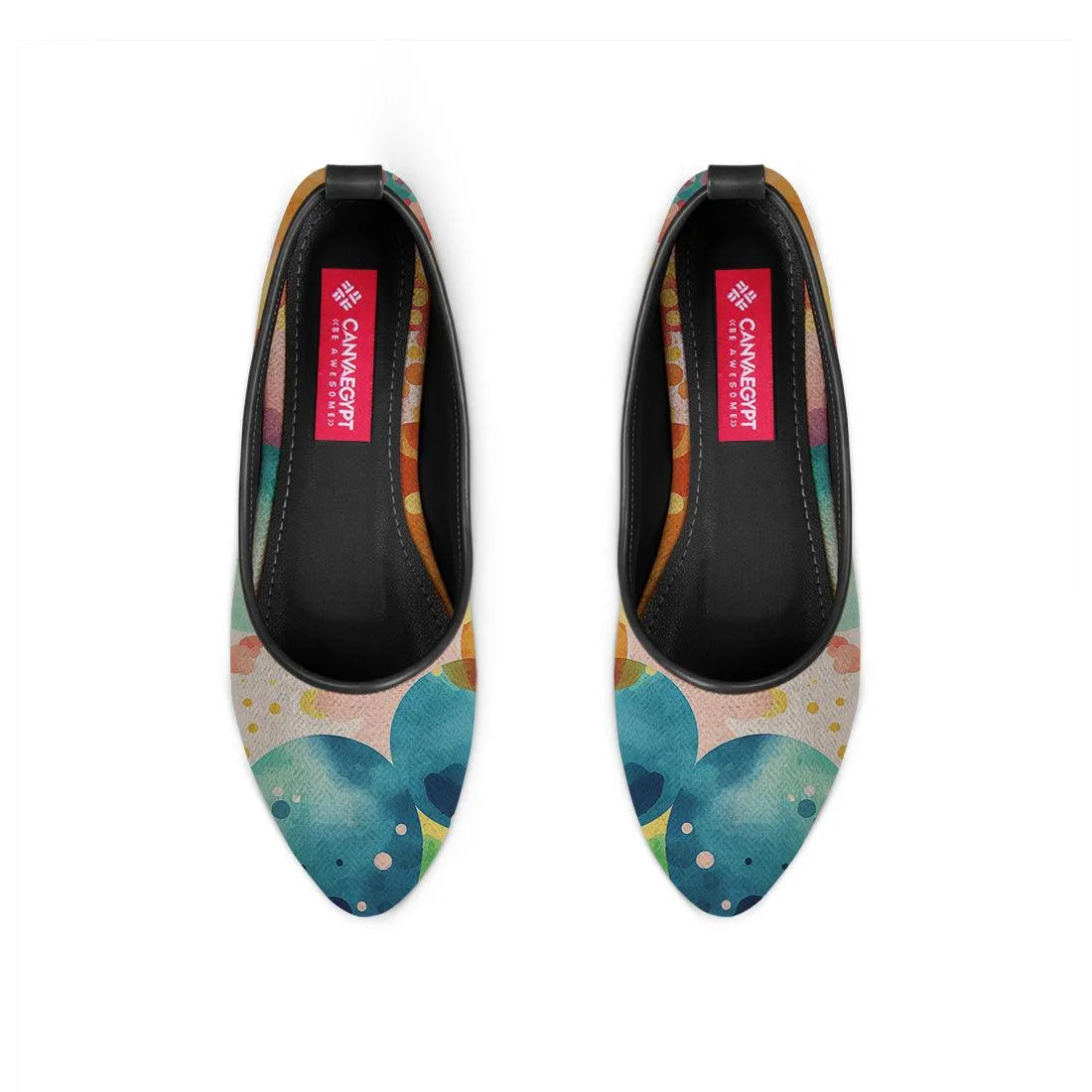Black Round Toe Shoe Bright Circles - CANVAEGYPT