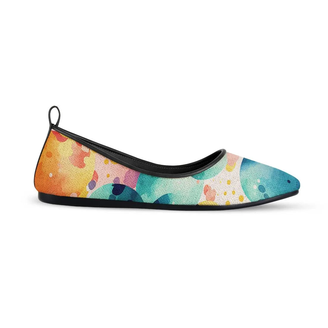 Black Round Toe Shoe Bright Circles - CANVAEGYPT