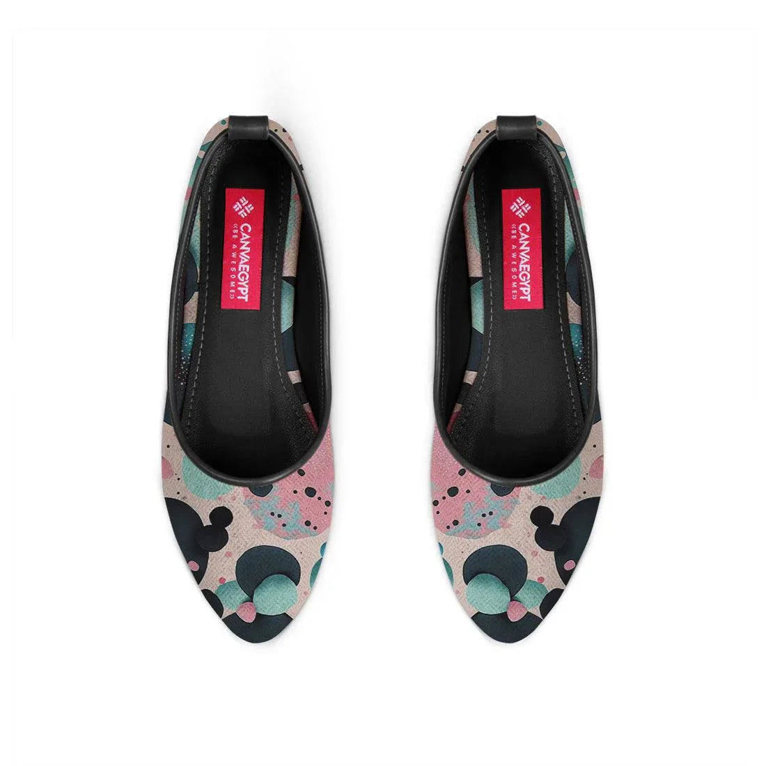 Black Round Toe Shoe Colorful Circles - CANVAEGYPT