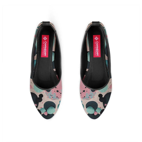 Black Round Toe Shoe Colorful Circles - CANVAEGYPT