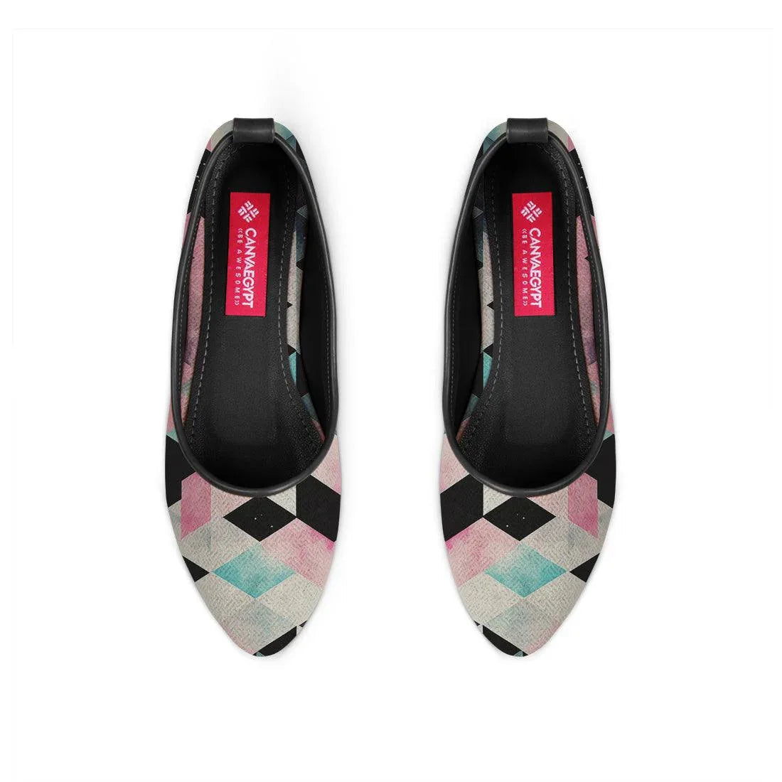 Black Round Toe Shoe Colorful Patterns - CANVAEGYPT
