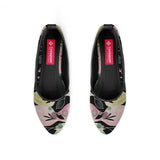 Black Round Toe Shoe Glowing Flowers - CANVAEGYPT