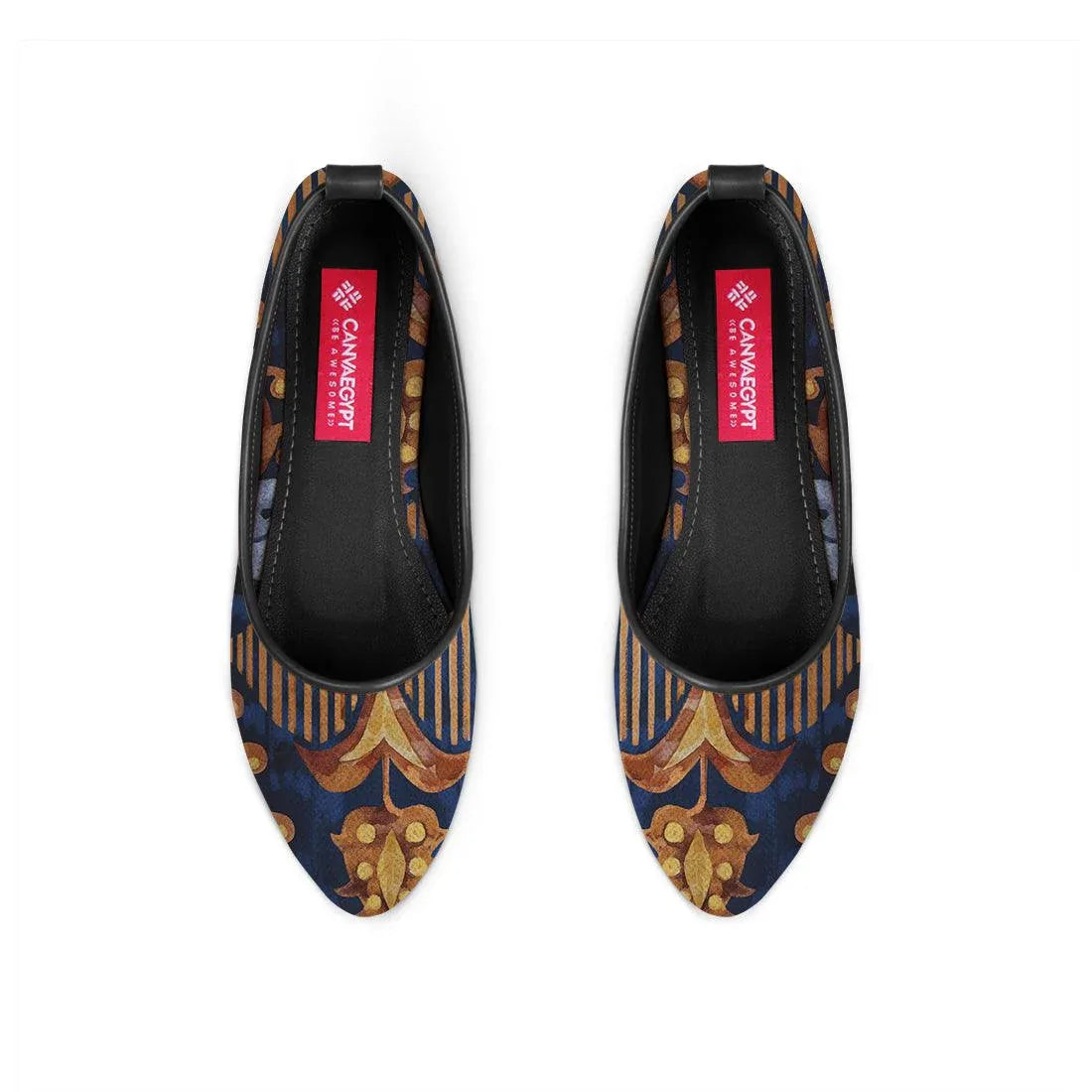 Black Round Toe Shoe Gold garden - CANVAEGYPT