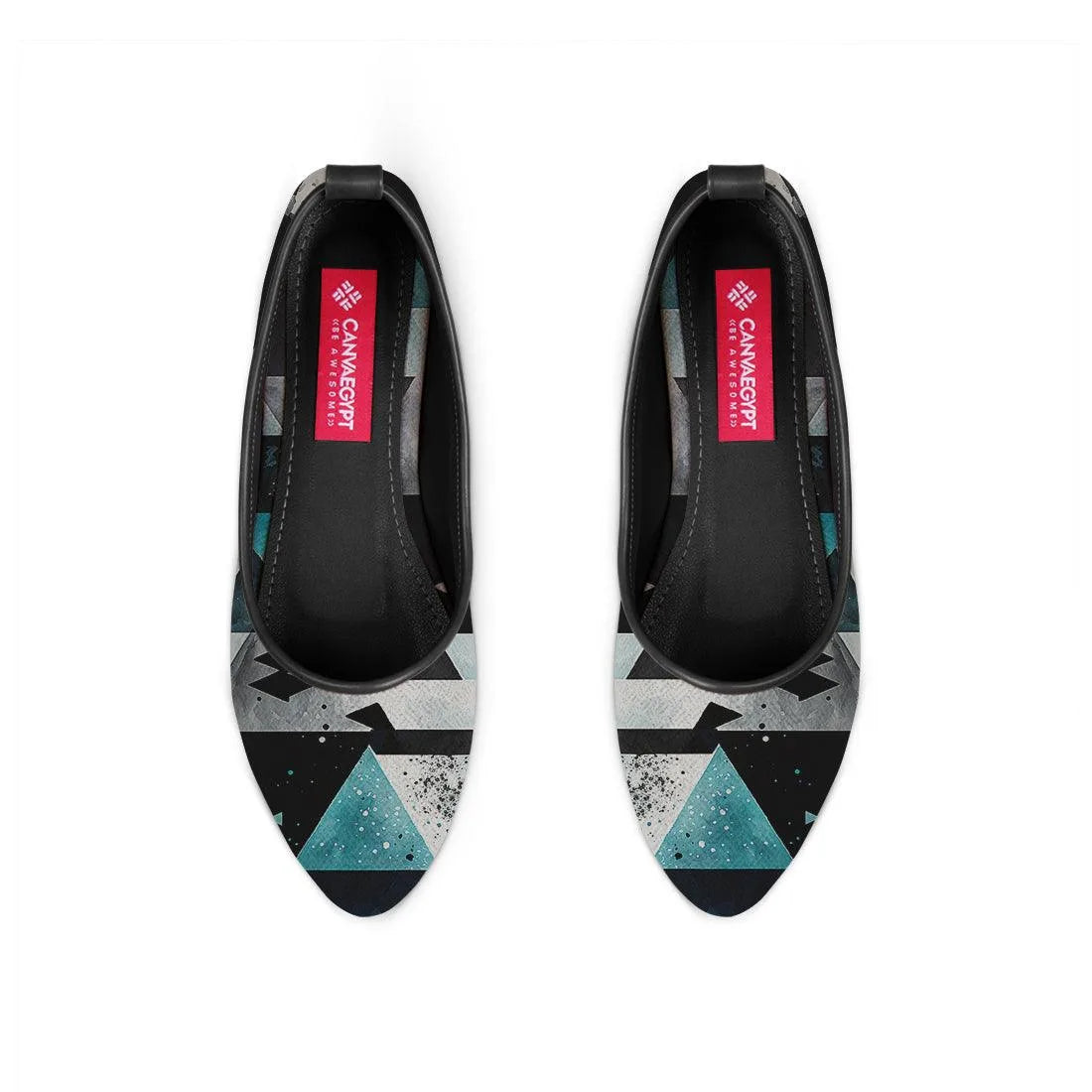 Black Round Toe Shoe Ice Triangles - CANVAEGYPT