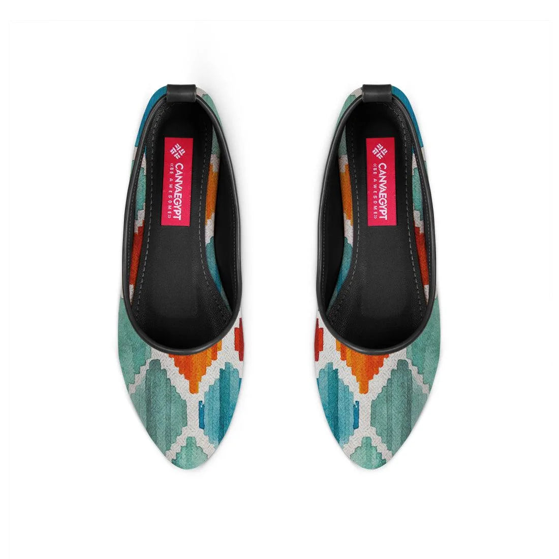 Black Round Toe Shoe Rhombus - CANVAEGYPT