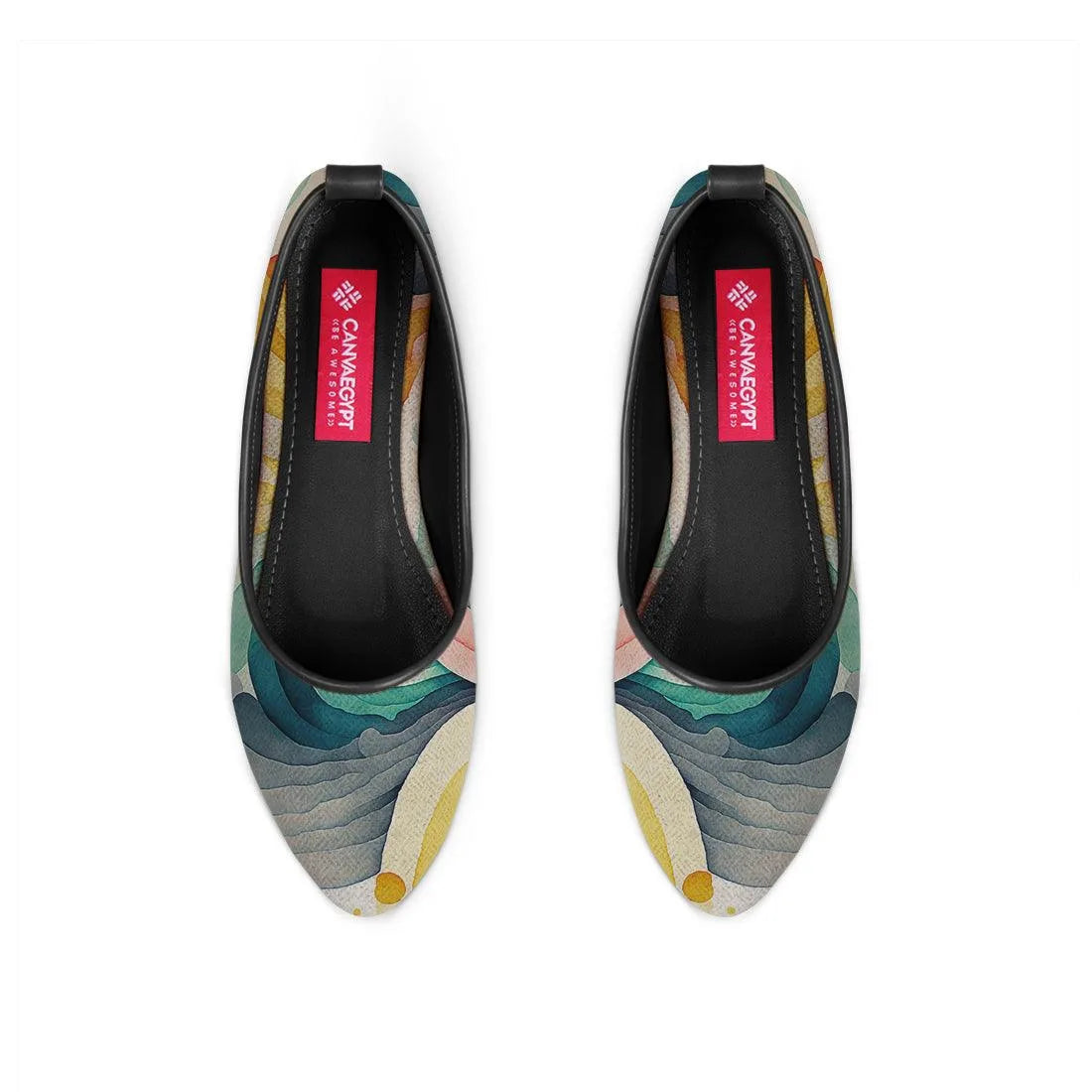 Black Round Toe Shoe Scribbles - CANVAEGYPT
