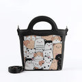 Black Top Handle Handbag Cute Pets