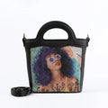 Black Top Handle Handbag Flamingo Queen
