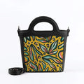 Black Top Handle Handbag Nature Leafs