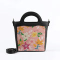Black Top Handle Handbag Pink Floral