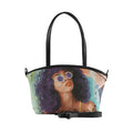 Black Wide Tote Bag Flamingo Queen