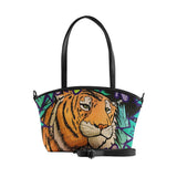Black Wide Tote Bag Tiger in the jungle - CANVAEGYPT